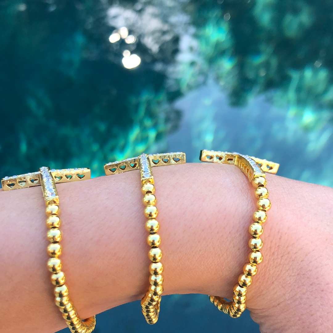Gold Sideway Cross Bracelet