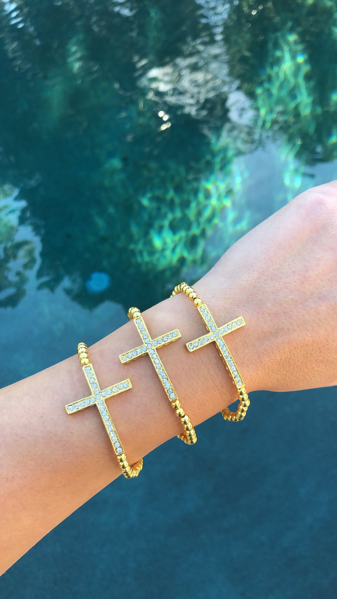 Gold Sideway Cross Bracelet