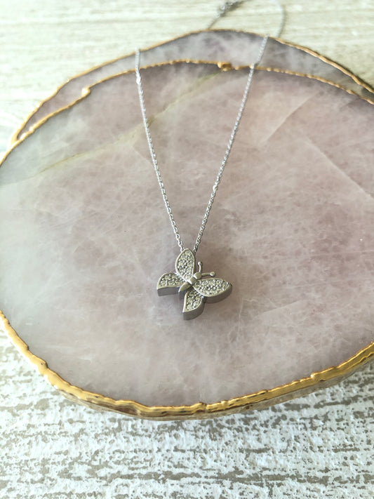 Pave Butterfly Necklace